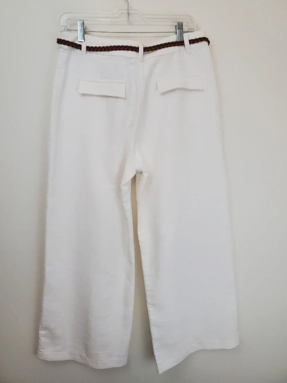 Zara braided belt white cotton culottes
